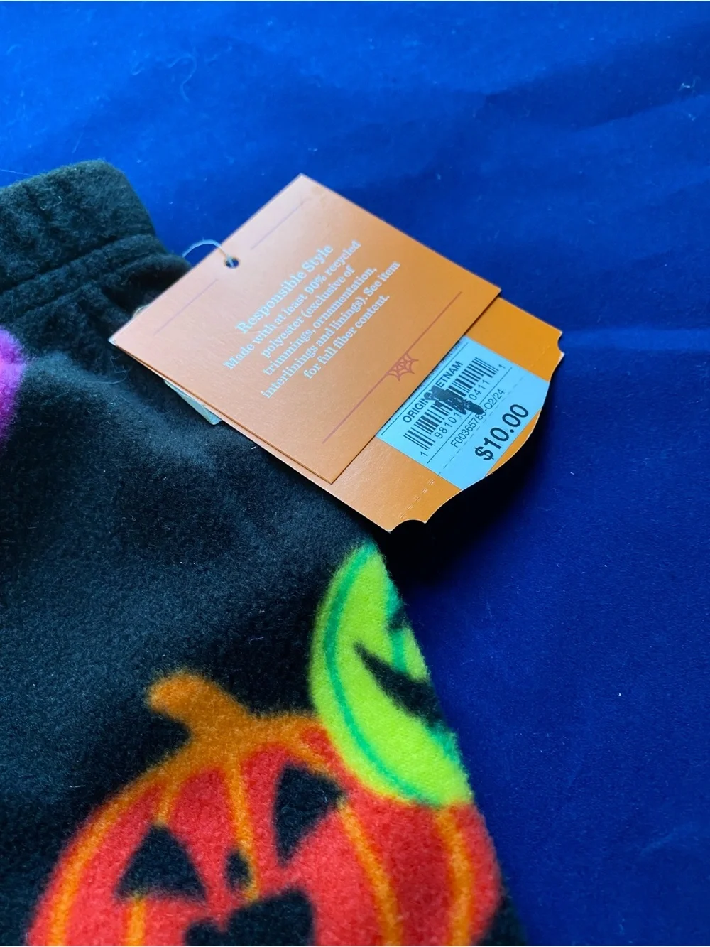 New Halloween Hyde & Eek! Black Fleece Pumpkin 12M Pajama Pants